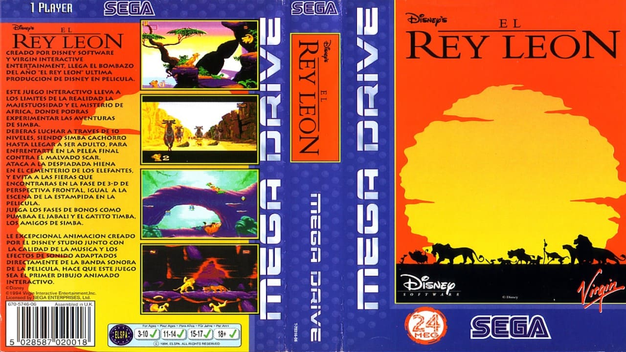 Sega Genesis - Sega Mega Drive - Disneys The Lion King - Cover