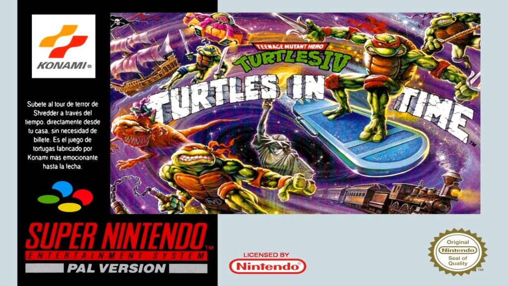 Super Nintendo Teenage Mutant Ninja Turtles 4 Turtles in Time - Box - Front (Spain)