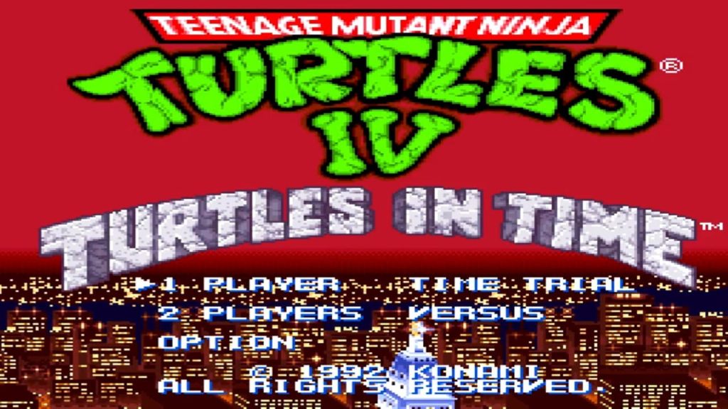 Super Nintendo Teenage Mutant Ninja Turtles 4 Turtles in Time - Titulo del juego