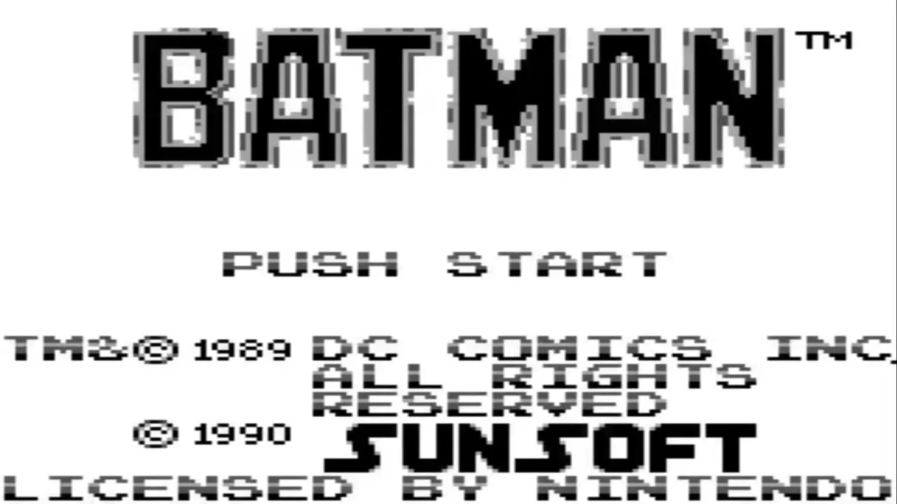 GameBoy Batman The Video Game - Titulo del juego