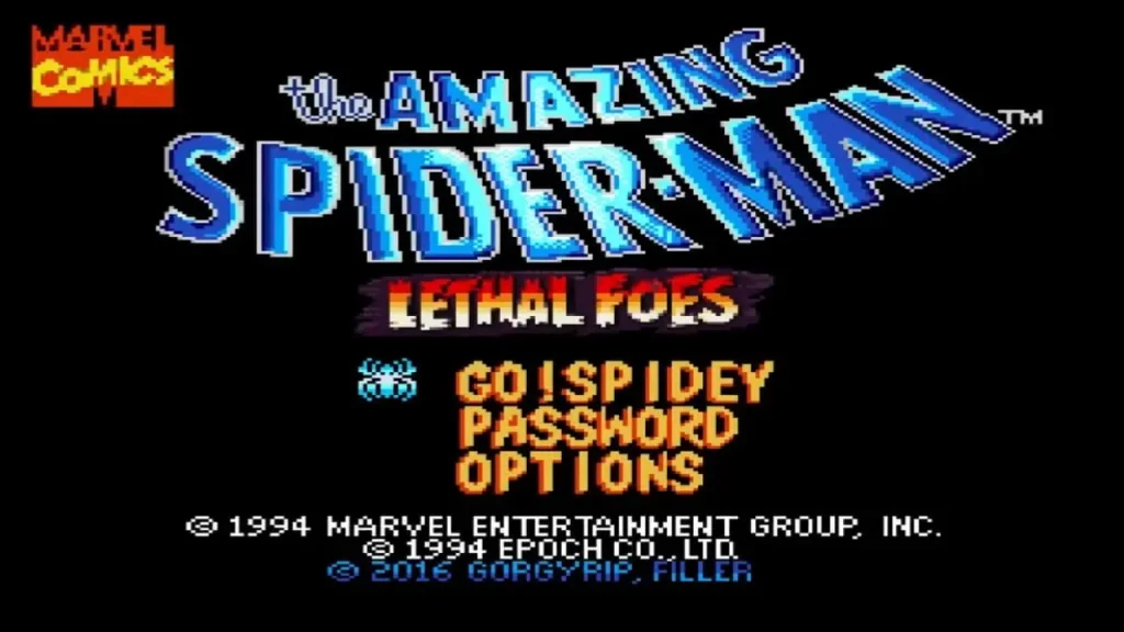 Super Nintendo The Amazing Spider Man Lethal Foes - Titulo del juego